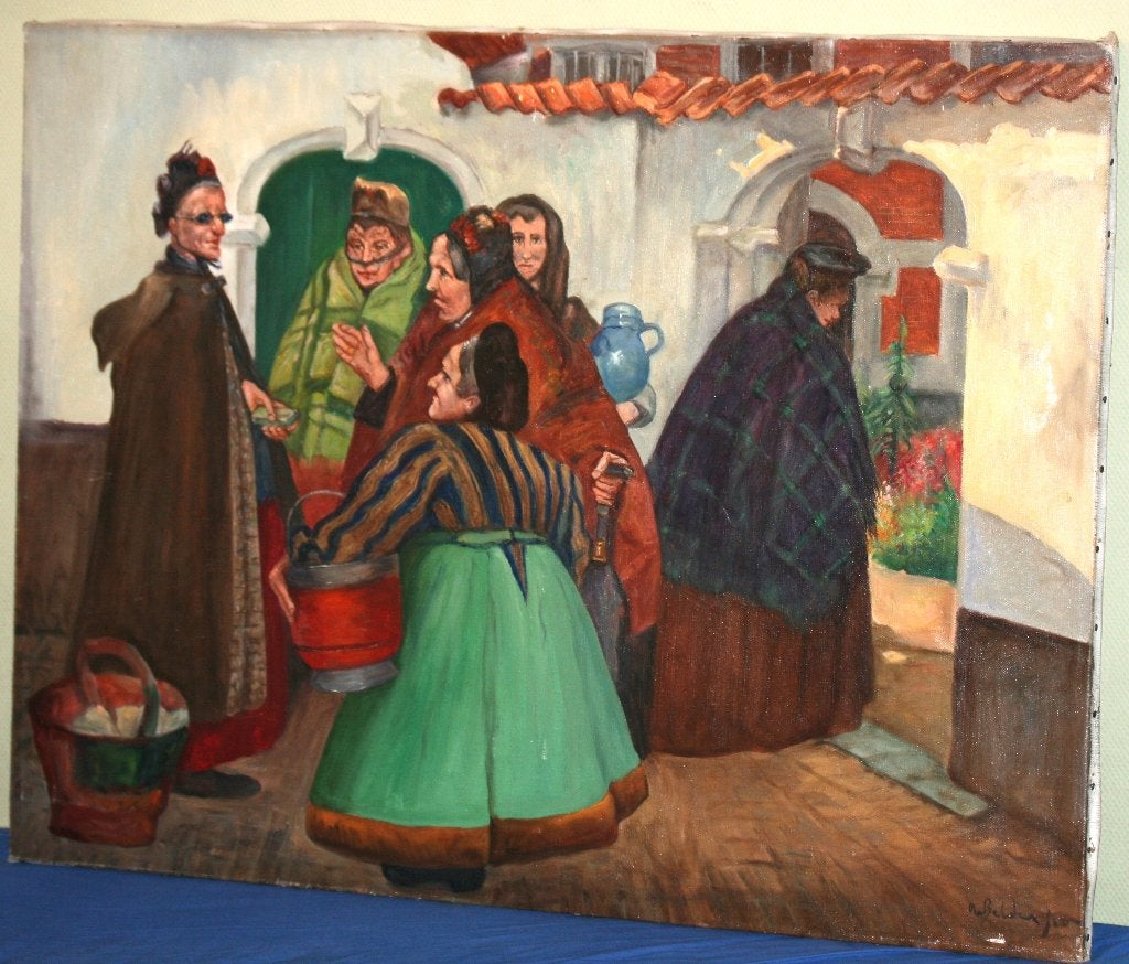 Schilderij olie op doek - Gesigneerd - na Opsomer, Antiek en Kunst, Ophalen of Verzenden, Gesigneerd, Olieverf, Doek