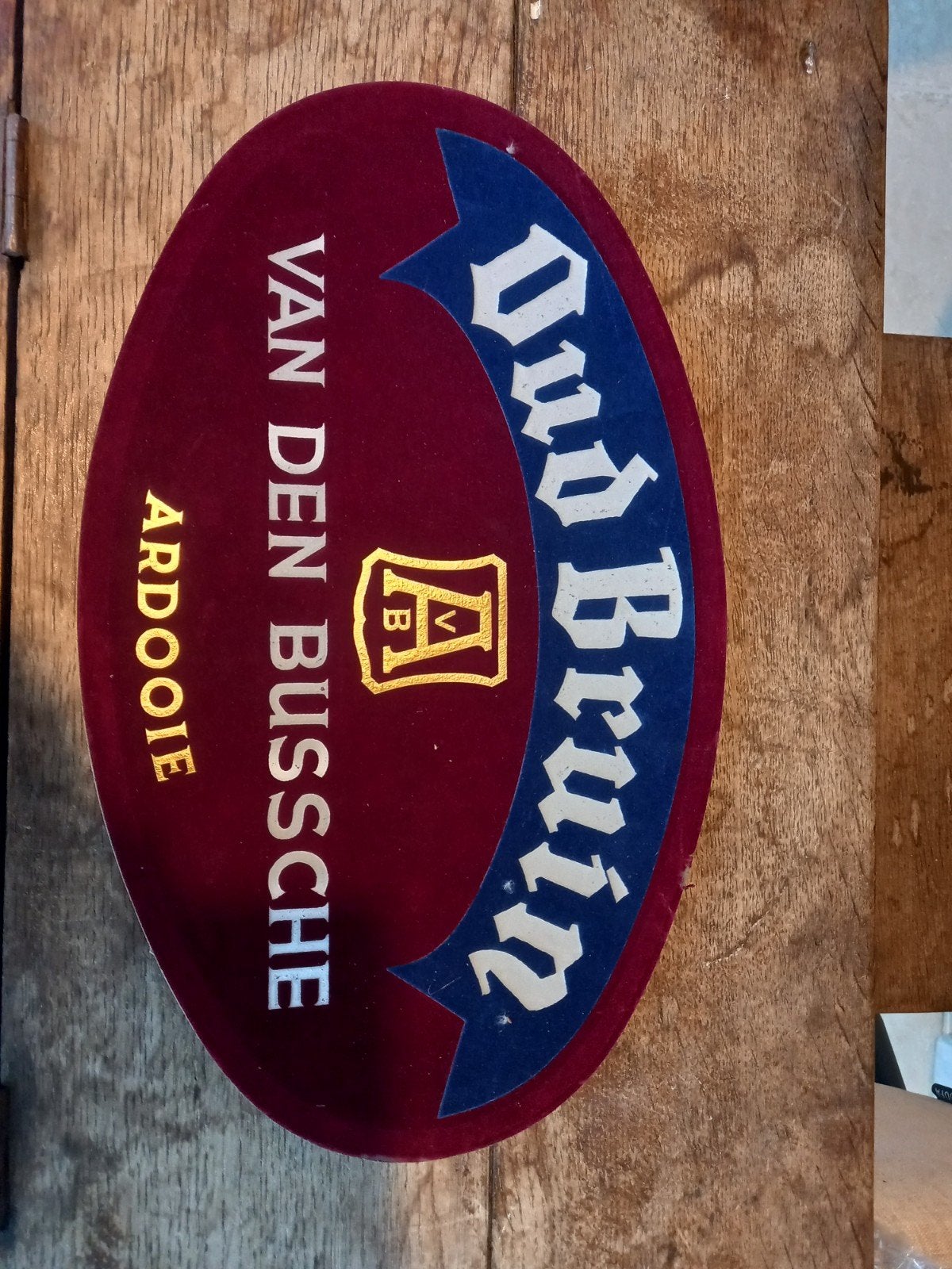 Oud Bruin – Van den Bussche Ardooie – vintage reclamebord ca, Verzamelen, Ophalen, Gebruikt, Reclamebord
