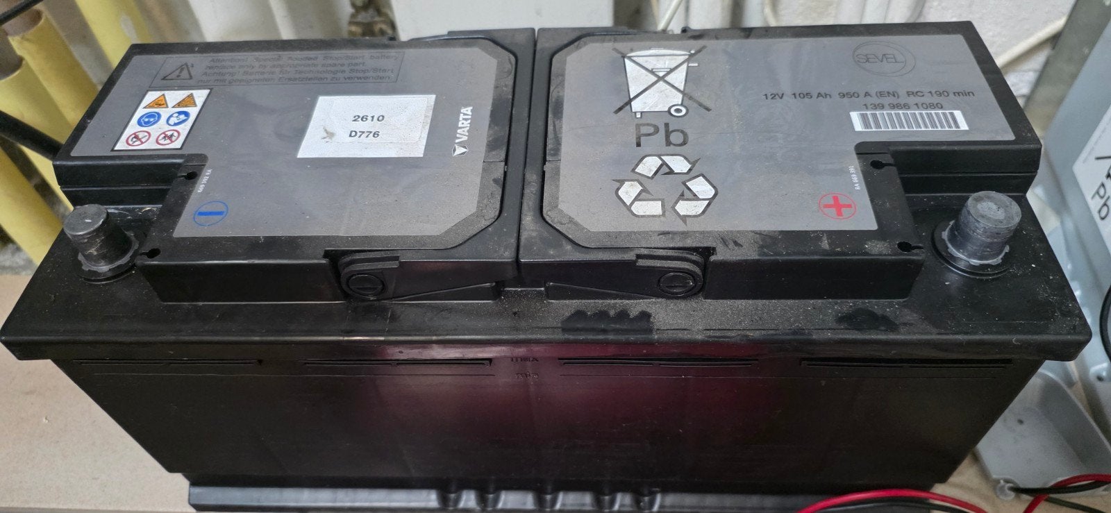 12 volt Varta Stop start batterij  105 ah 950 A, Ophalen, Fiat
