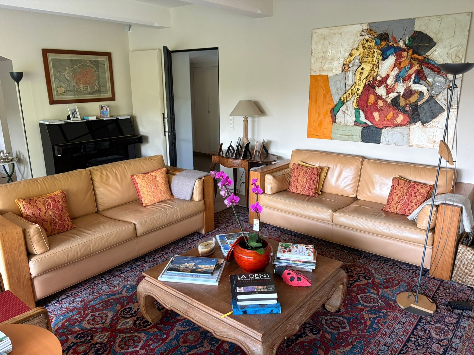 Canapés cuir 2 x 3 places – 400€/canapé - 700€ les deux, 200 à 250 cm, Enlèvement, Utilisé, Bois