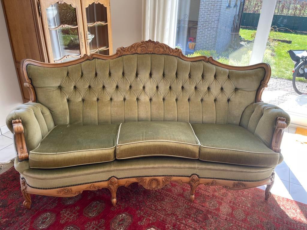 Groene vintage zetel, Ophalen