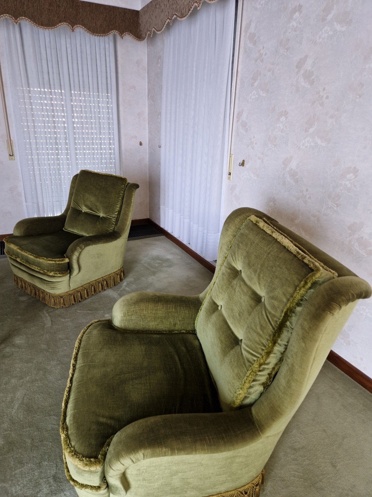 Set van 2 fauteuils - groen fluweel, Enlèvement