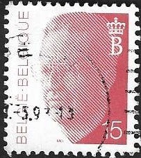 1 Postzegel België 1992 Koning Boudewijn, Oblitéré, Enlèvement ou Envoi, Affranchi, Timbre-poste