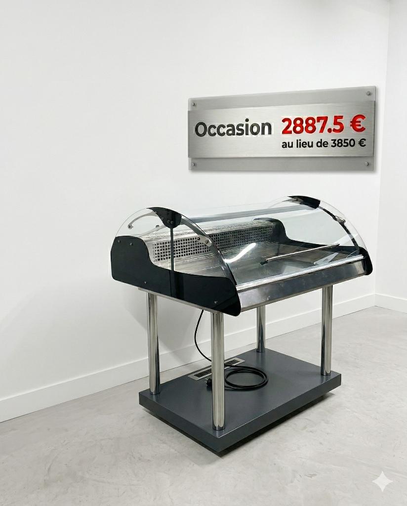 Koelvitrine inox & gebogen glas Occ-883, Ophalen