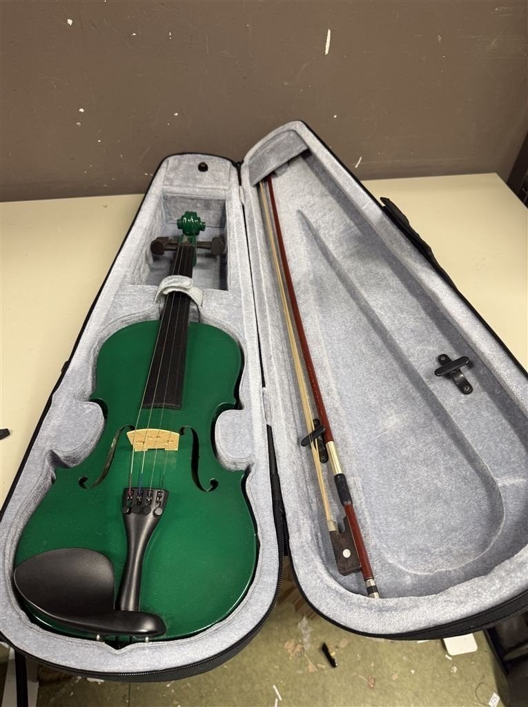 Viool - Archetto groene viool met opberg tas, Musique & Instruments, Instruments à cordes frottées | Violons & Altos, Enlèvement ou Envoi