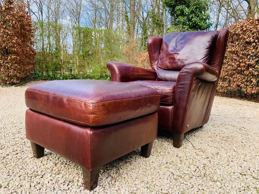 Natuzzi Amadeus Italia + Poef Lekker klassiek Sjiek, Huis en Inrichting, Zetels | Voetbanken en poefs, Zo goed als nieuw, Rond