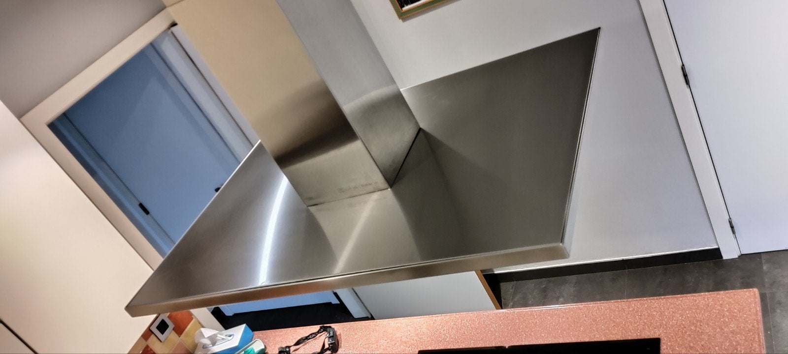 Dampkap inox voor kookeiland, Ophalen, Gebruikt, Eilandschouwkap, Motor