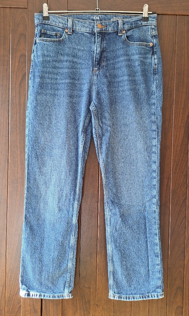 Jeansbroek retro straight maat 42, W33 - W36 (confectie 42/44), Verzenden, Blauw, Gedragen