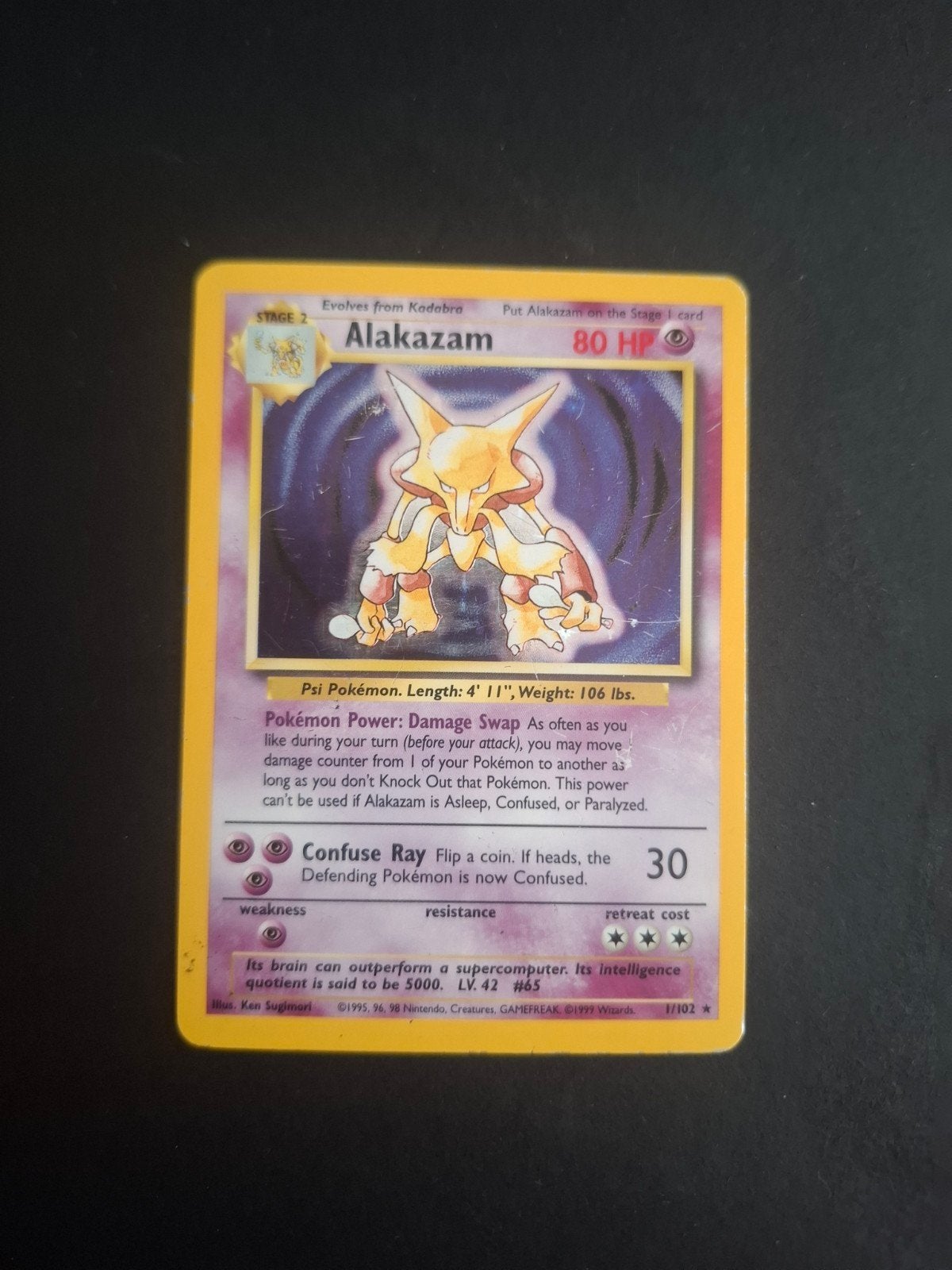 Alakazam Pokémon kaart - Base Set 1/102 Holo, Ophalen of Verzenden