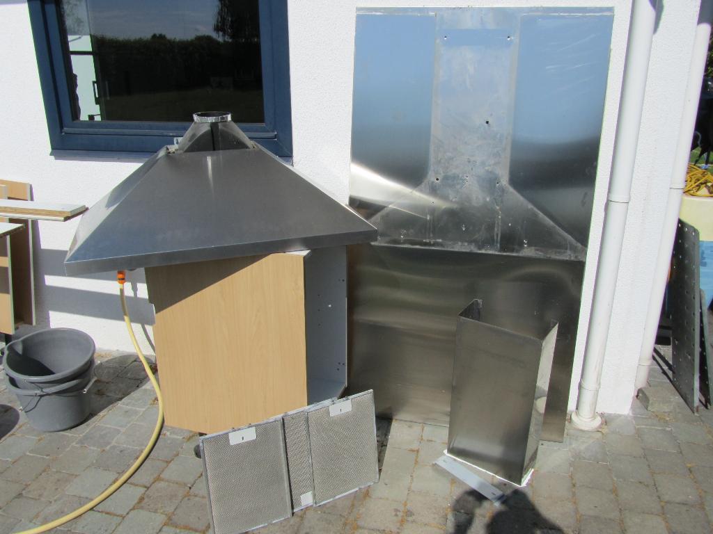 Aluminium dampkap + spatwand, Ophalen, Gebruikt