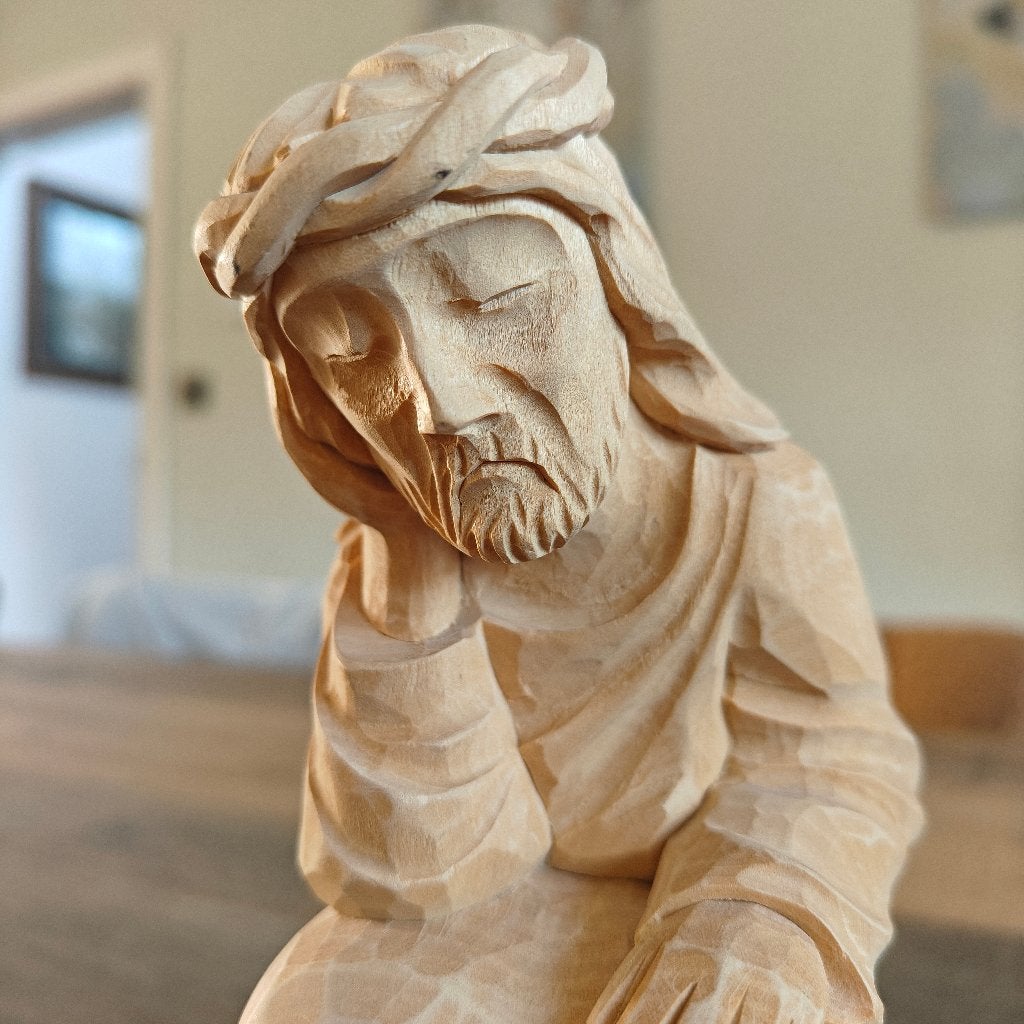 Handgesneden houten beeld 19cm, Antiek en Kunst, Kunst | Beelden en Houtsnijwerken, Ophalen, Minder dan 20 cm, Handgemaakt, Beeld
