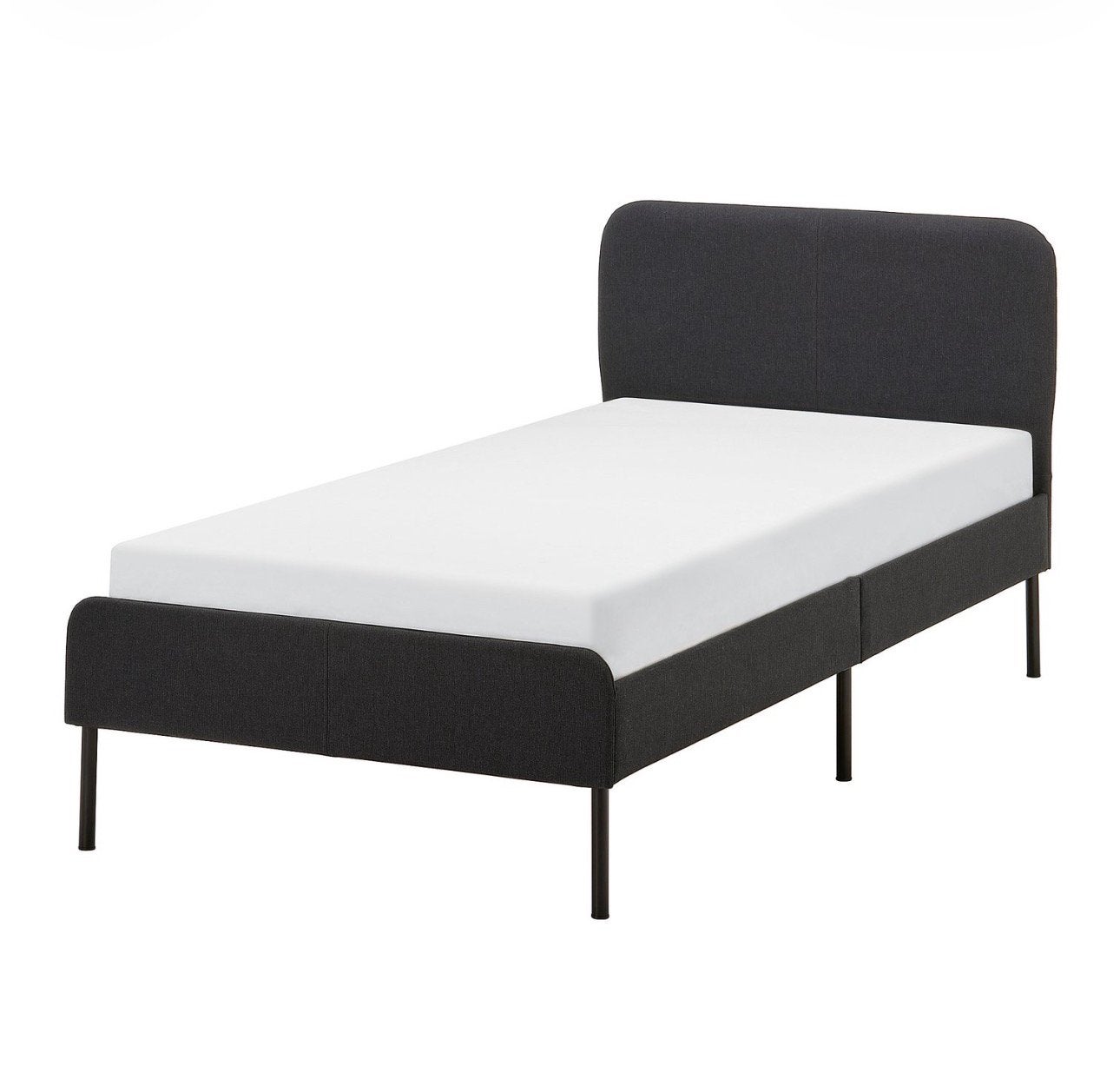 Gestofeerd bed Ikea - Slattum - 90x200, Maison & Meubles, Chambre à coucher | Lits, 90 cm, Gris, Tissu, Enlèvement