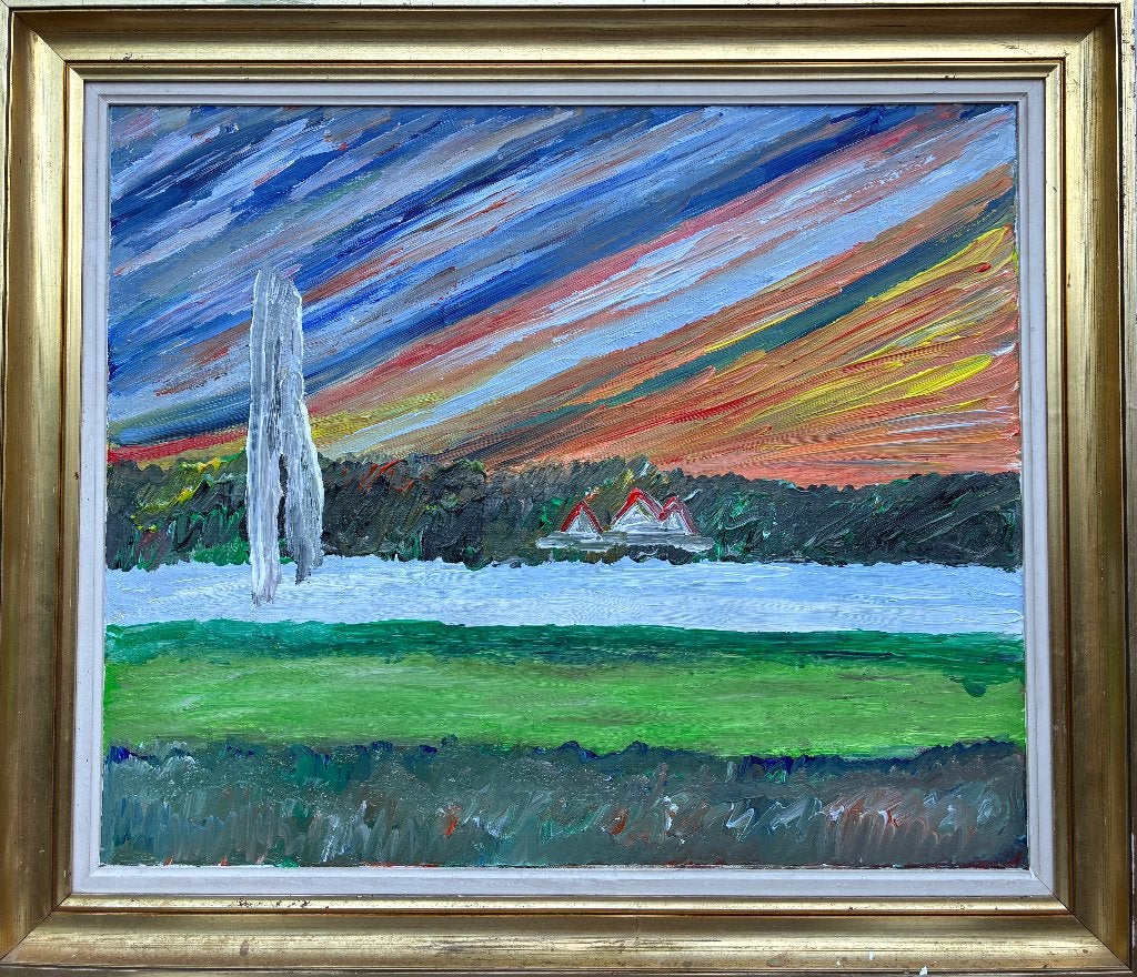 Peinture sur toile lac tableau encadré schilderij, Antiek en Kunst, Kunst | Schilderijen | Modern, Landschap, Acrylverf, Textiel