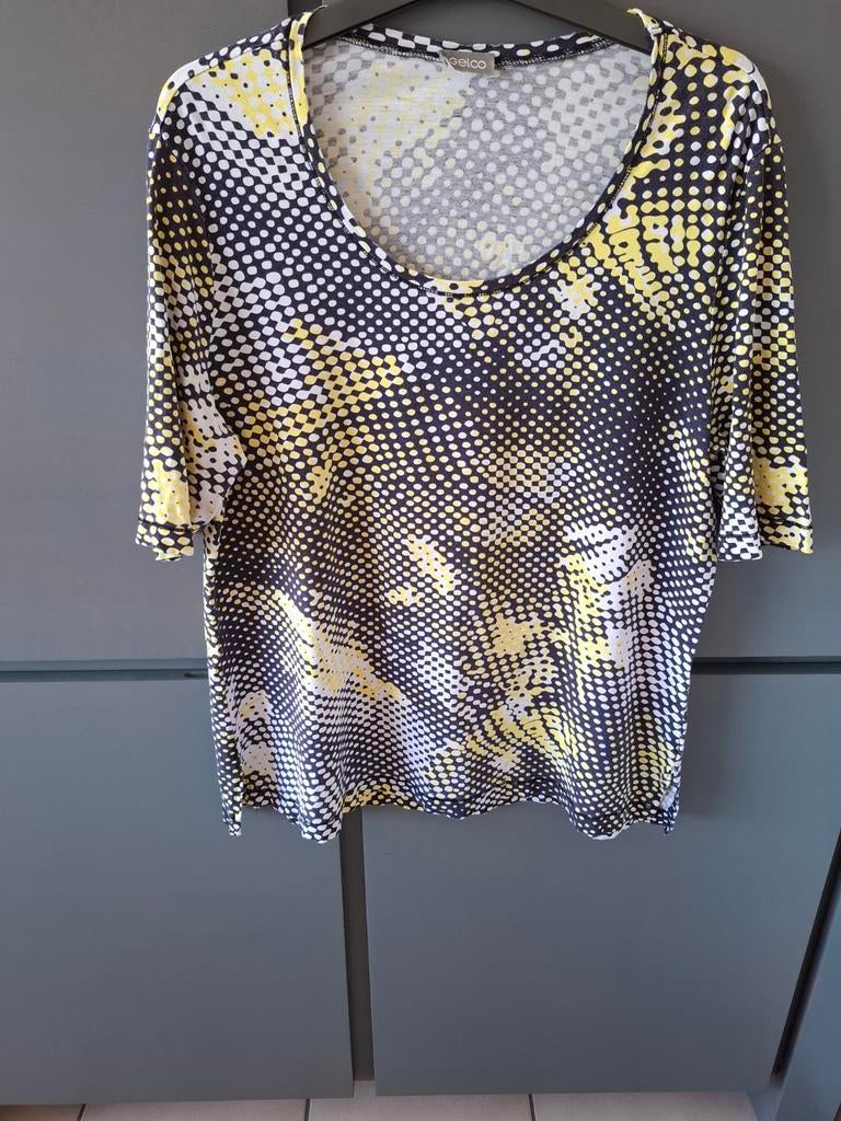 Donkerblauw, geel T-shirt, mt 46, Ophalen of Verzenden, Geel, Korte mouw
