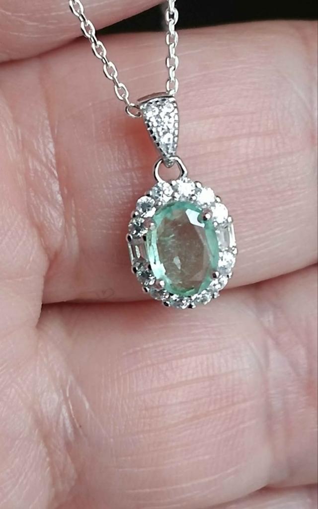 Sterling zilveren hanger met Ethiopische smaragd, Ophalen, Nieuw, Met edelsteen, Zilver