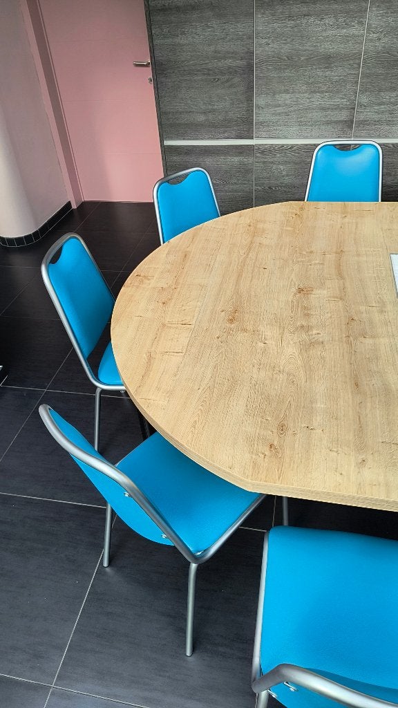 Keukenstoelen, Huis en Inrichting, Stoelen, Ophalen, Zo goed als nieuw, Blauw, Hout