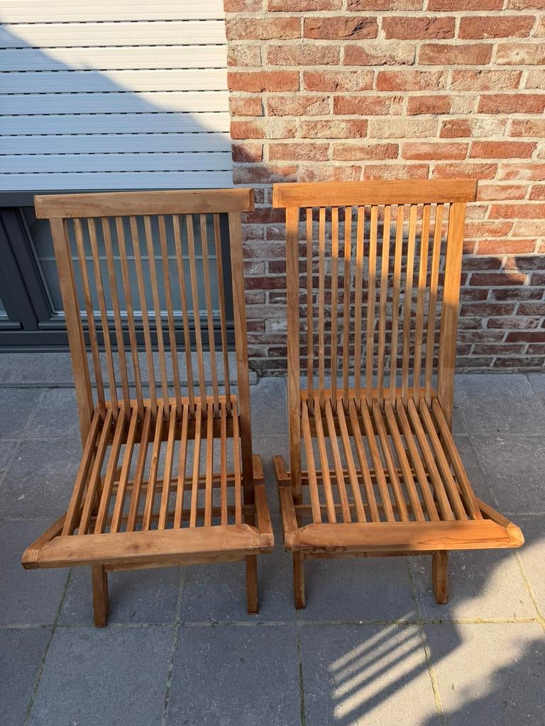 2 teak stoelen Morati, Tuin en Terras, Ophalen, Zo goed als nieuw, Teakhout