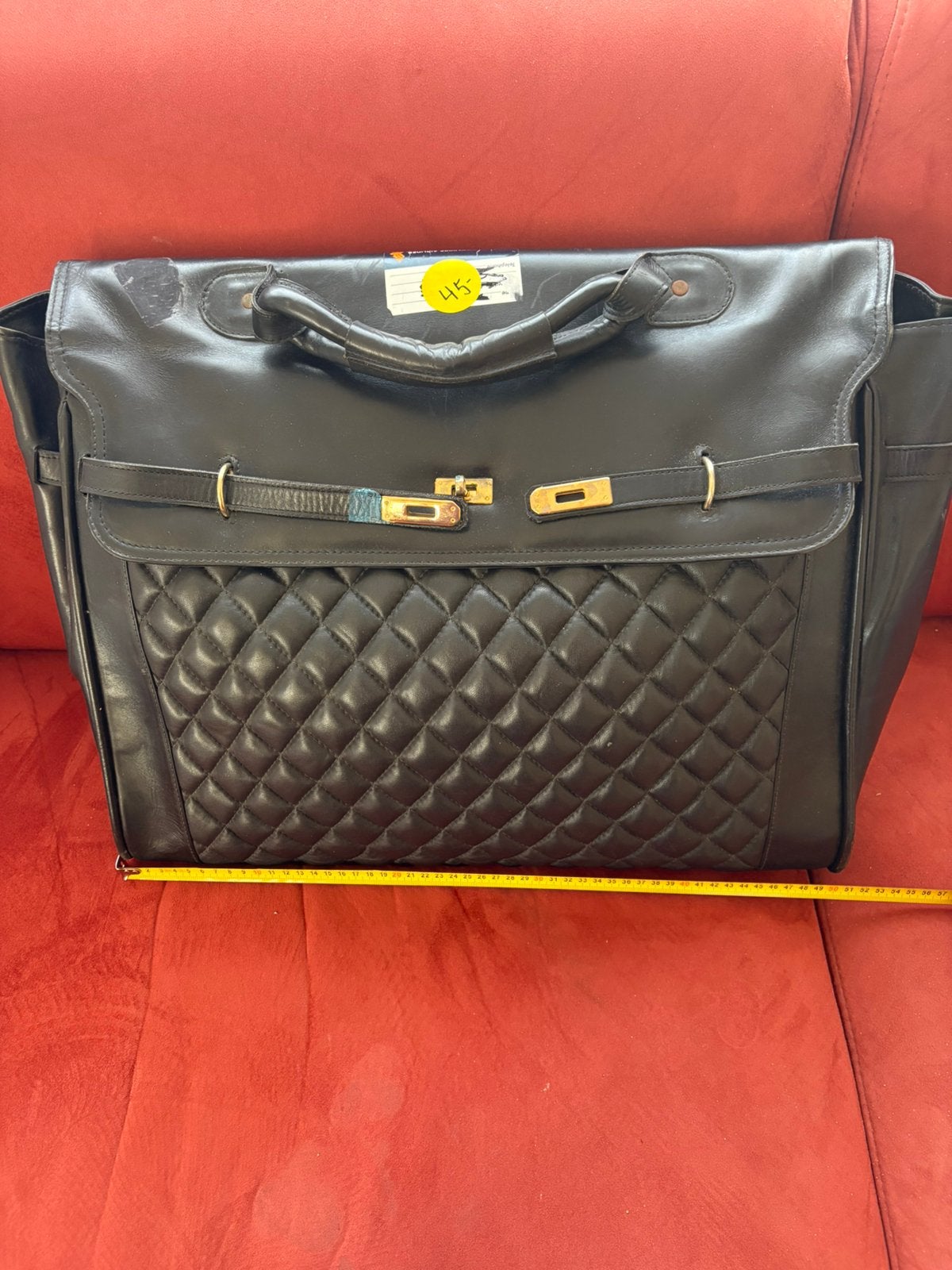 Grand sac de voyage/week-end en cuir (style HAC) — Pre-Loved, Moins de 40 cm, 35 à 55 cm, Enlèvement, Utilisé