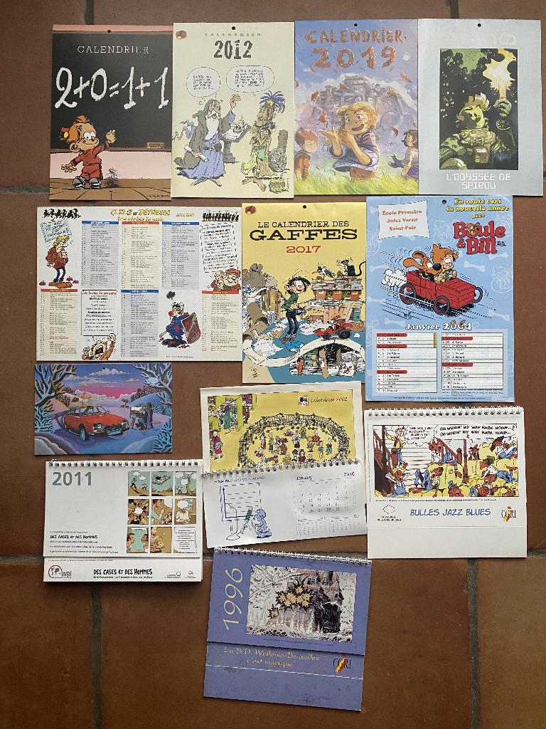 Kalenders Spirou/Robbedoes weekblad, stripfiguren, Collections, Enlèvement ou Envoi, Gaston ou Spirou, Utilisé, Image, Affiche ou Autocollant