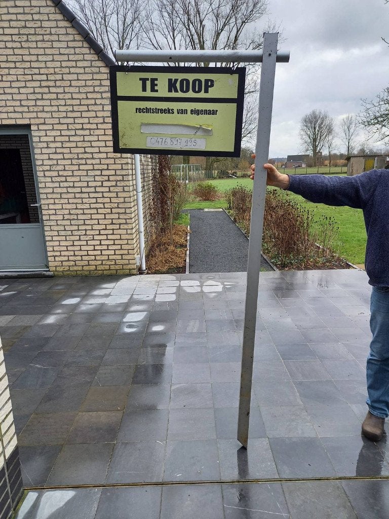 Aluminium Affiche -te koop- op paal, Doe-het-zelf en Bouw, Ophalen, Gebruikt, Aluminium