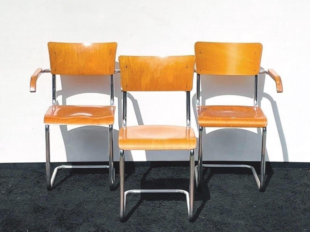 3 chaises Vintage Mart Stam [ Bauhaus ] industriel 1930s, Enlèvement ou Envoi