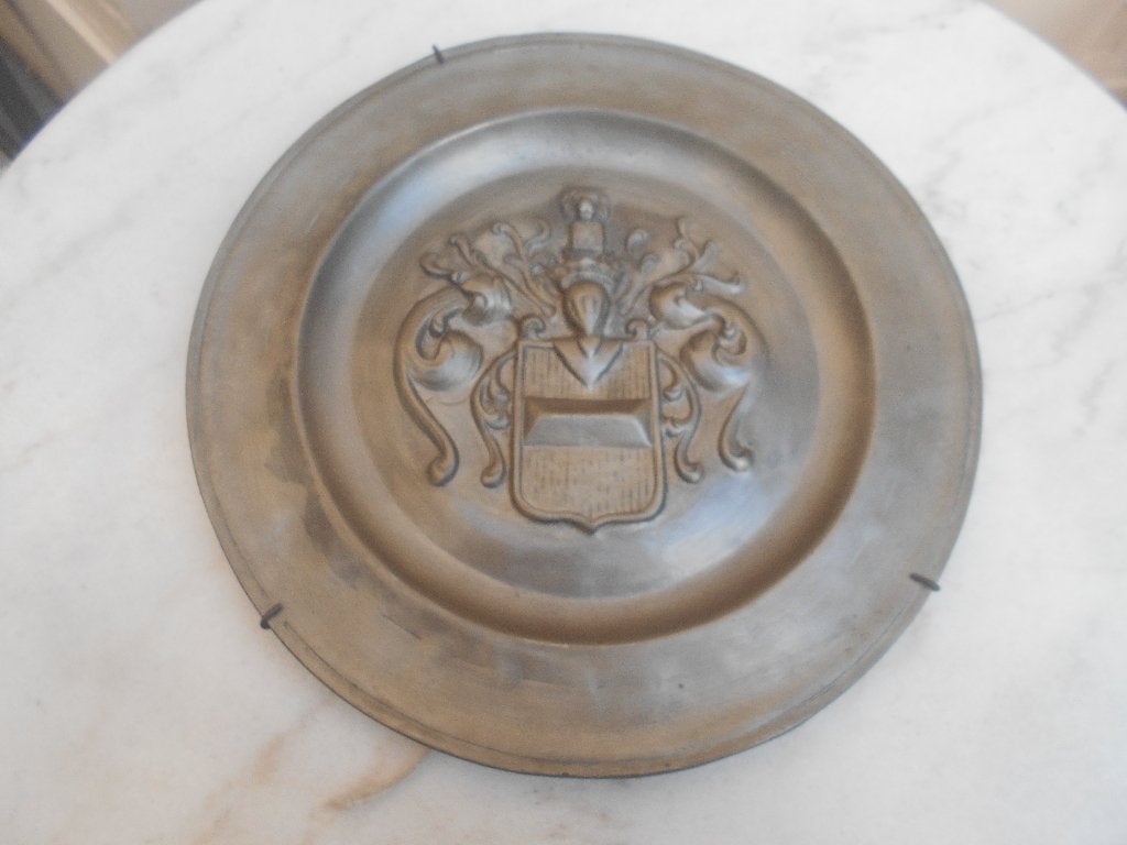 ancienne assiette en étain Armoiries Louvain, Antiek en Kunst, Ophalen of Verzenden