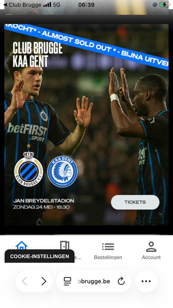 Club Brugge- AA Gent 2 zitplaatsen te koop, Tickets en Kaartjes, Sport | Voetbal