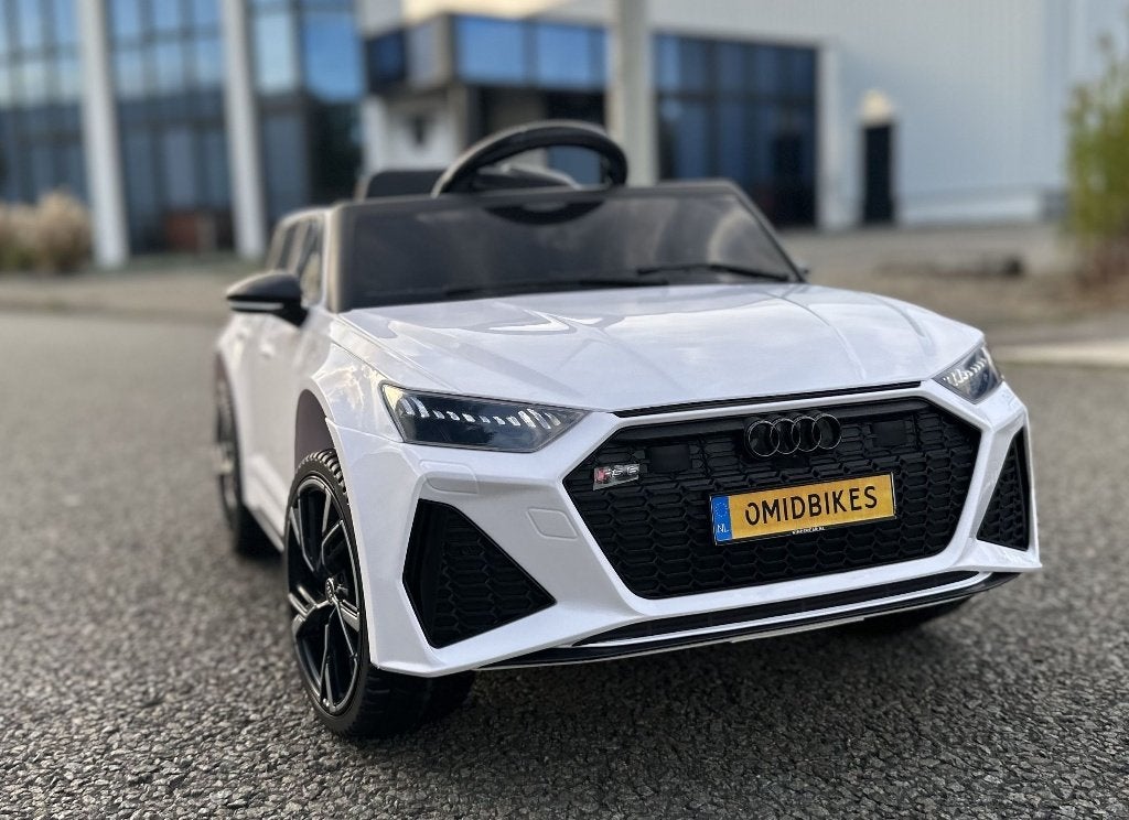 Audi RS6 12v wit Afstandsbediening / Bleutooth / Leder / RU, Ophalen of Verzenden, Nieuw