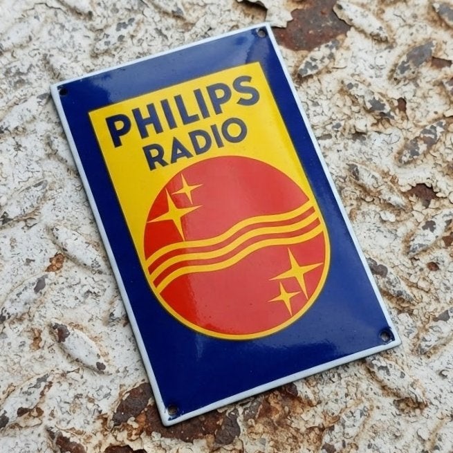 Emaille Schild PHILIPS Radio Reclamebord Vintage Fifties Oud, Collections, Envoi, Utilisé, Panneau publicitaire