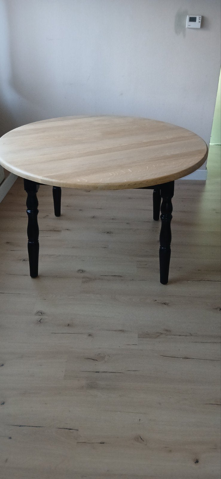 Ronde massief eiken eettafel, Ophalen
