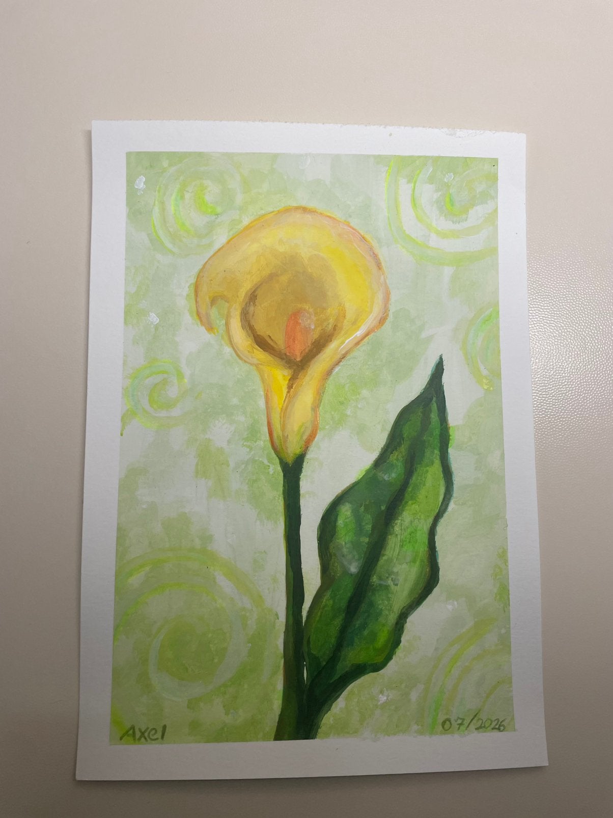 Peinture florale acrylique A4, Antiquités & Art, Envoi