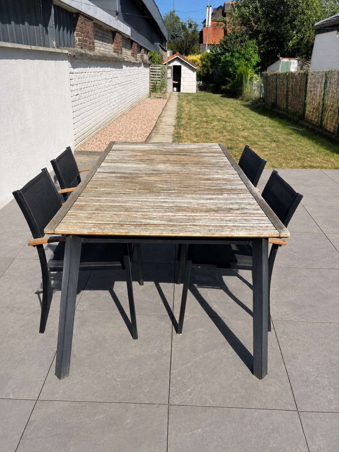 Ensemble de jardin, table plus chaises, Jardin & Terrasse, Enlèvement, Utilisé, Bois
