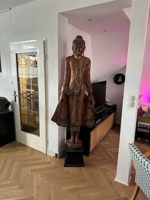 Boudha Mandalay beeld 206 cm, Bois, Brun, Asie, Religion