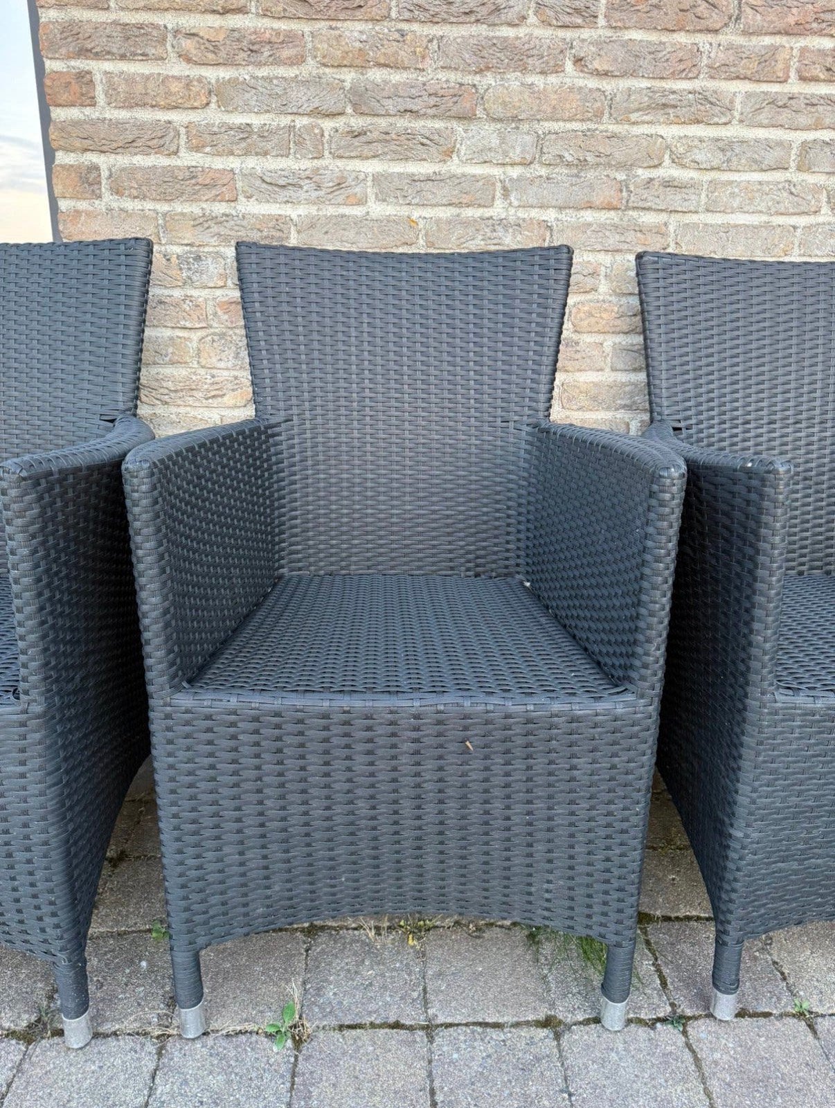 Rieten stoelen, Huis en Inrichting, Ophalen, Zo goed als nieuw, Zwart, Vier
