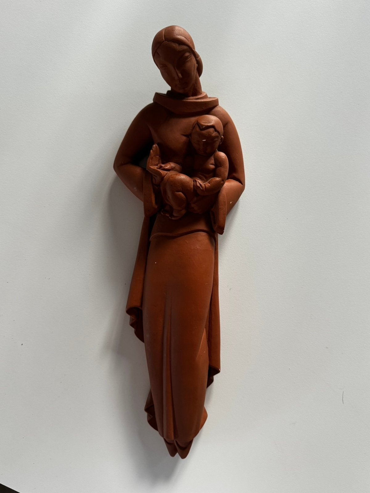 Art Deco Terracotta beeldje van Madonna en kind Albert Poels, Ophalen of Verzenden