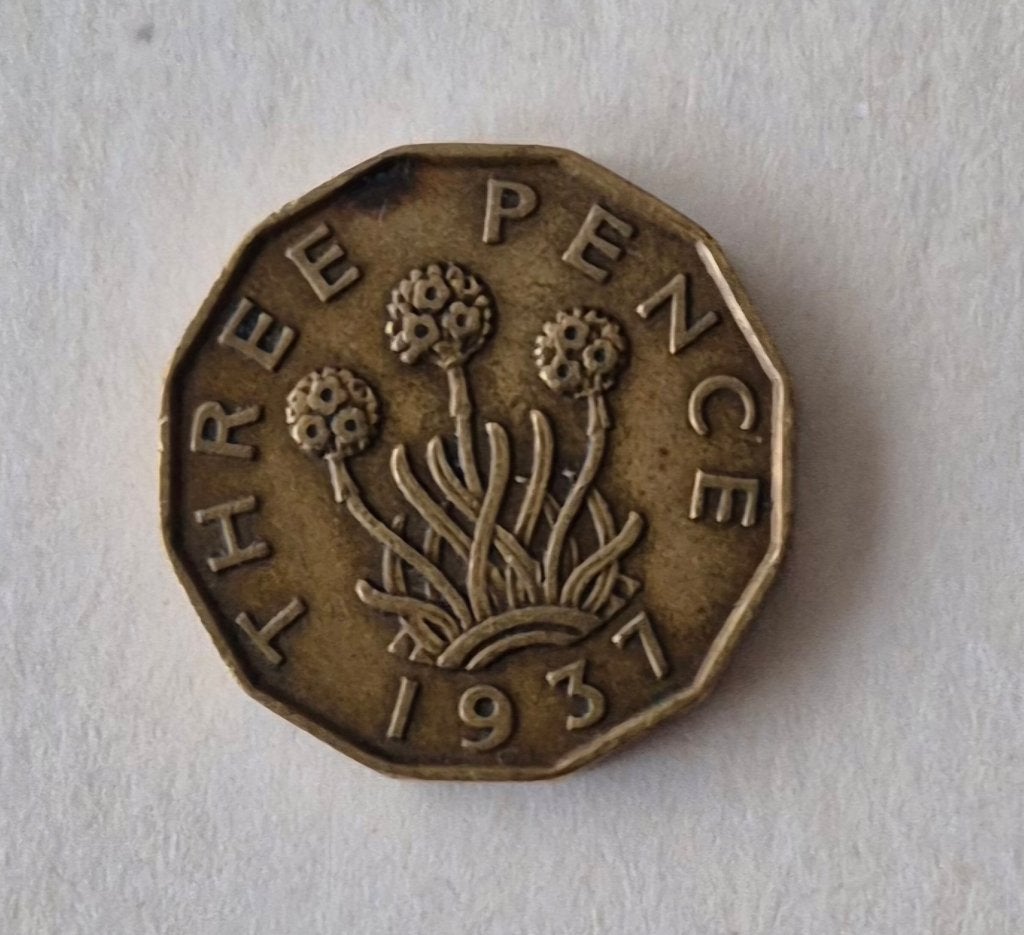 Munt : Drie pence Britse pond jaar 1937, Ophalen of Verzenden, Overige landen, Losse munt