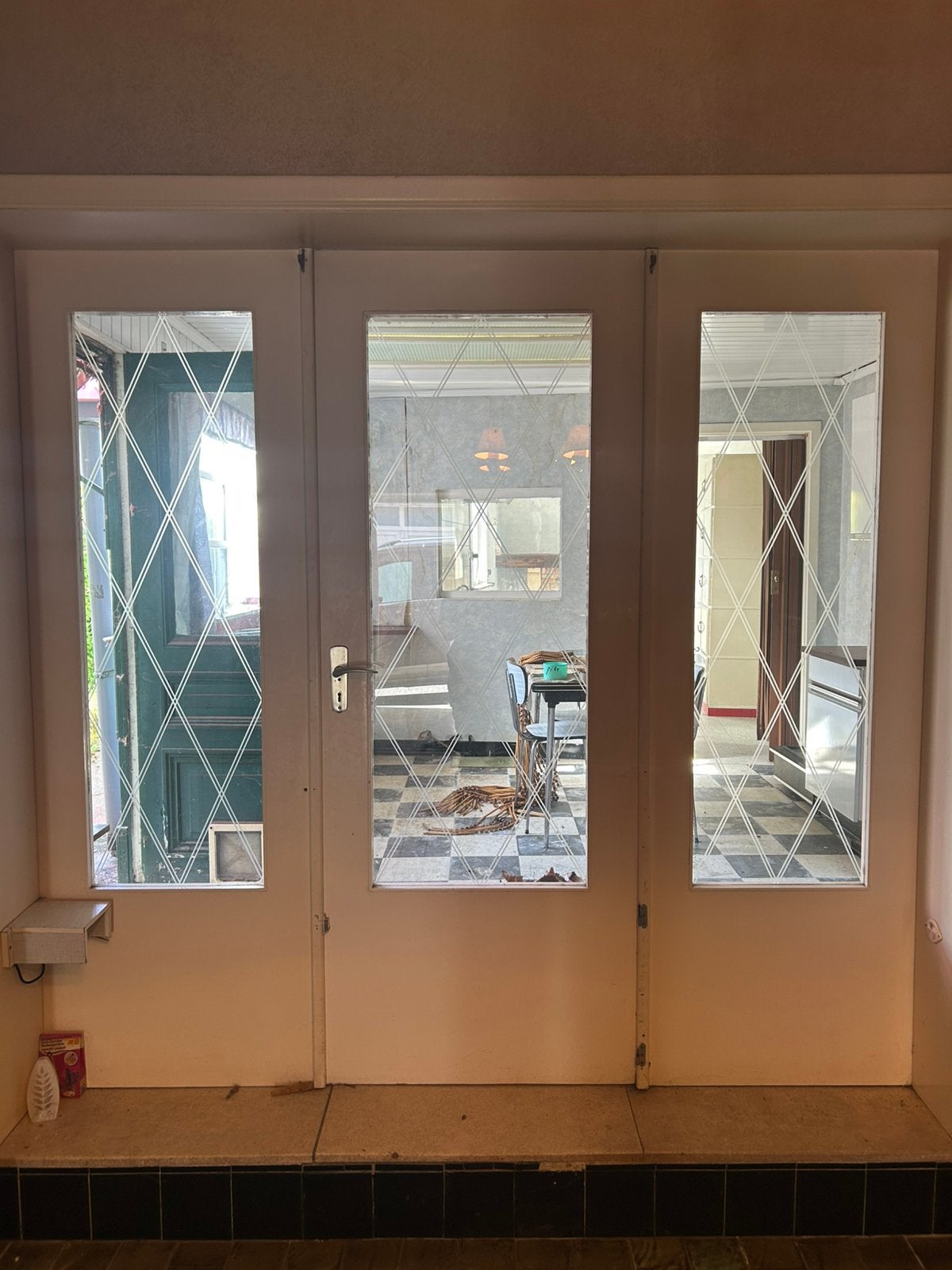 Driedelige binnendeur met glas, Ophalen, 120 cm of meer, Binnendeur, Zo goed als nieuw