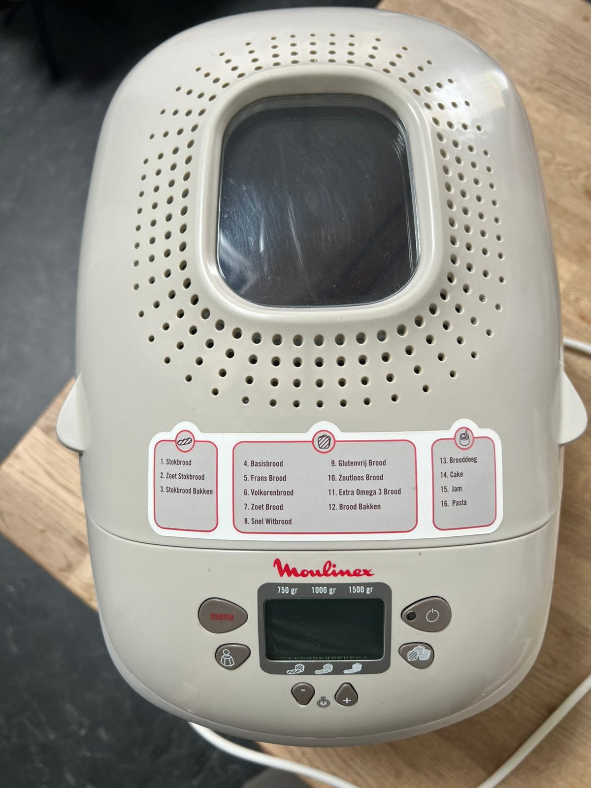 Broodmachine Moulinex, Elektronische apparatuur, Gebruikt, 1200 tot 1600 gram deeg, Kijkvenster, Ophalen