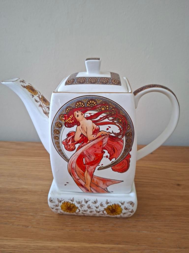 Prachtig Art Nouveau theepotje met theelichthouder, Ophalen of Verzenden