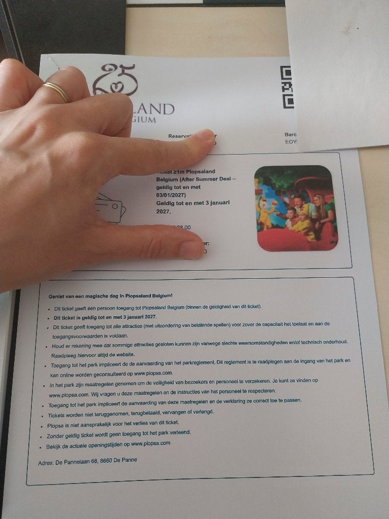 Ticket Plopsaland, elke dag te gebruiken tot 3 januari 27, Eén persoon, Ticket of Toegangskaart