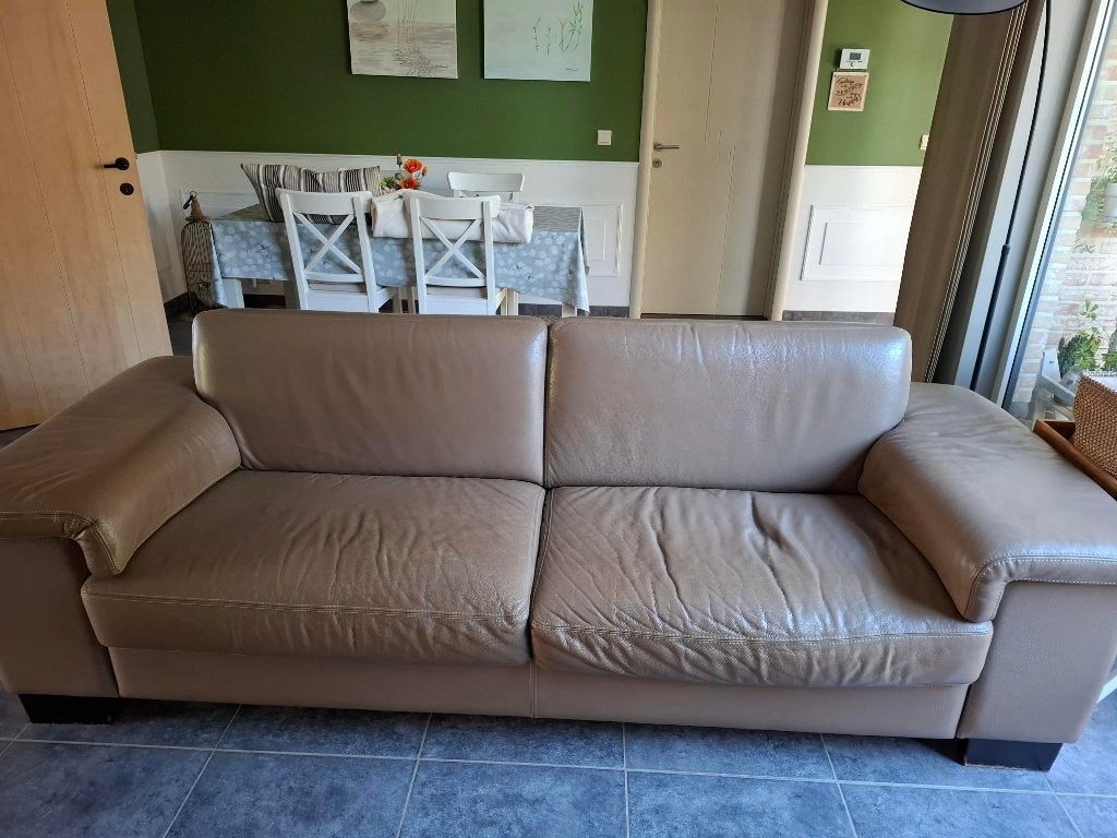 zetel leder, Ophalen, Gebruikt, Driepersoons, Rechte bank