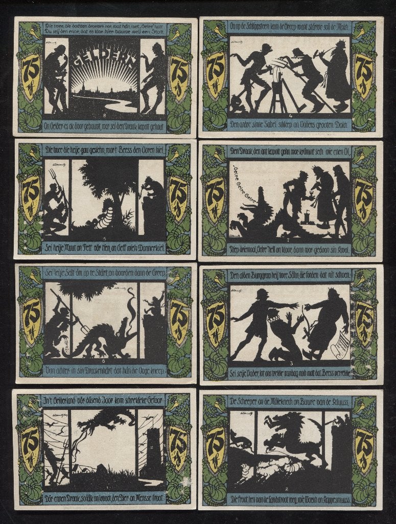 Set van 8 biljetten: Notgeld der stad Geldern 1921, Verzenden, Duitsland, Setje
