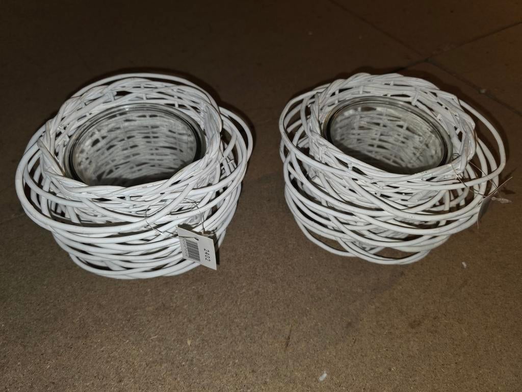 2 paniers blancs (paniers à bougies), Enlèvement ou Envoi, Verre