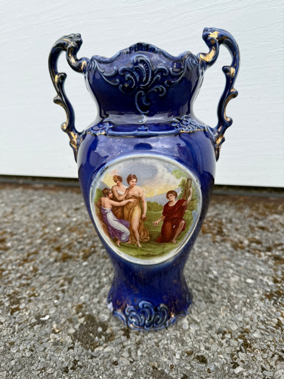 Antieke kobaltblauwe vaas, Ophalen