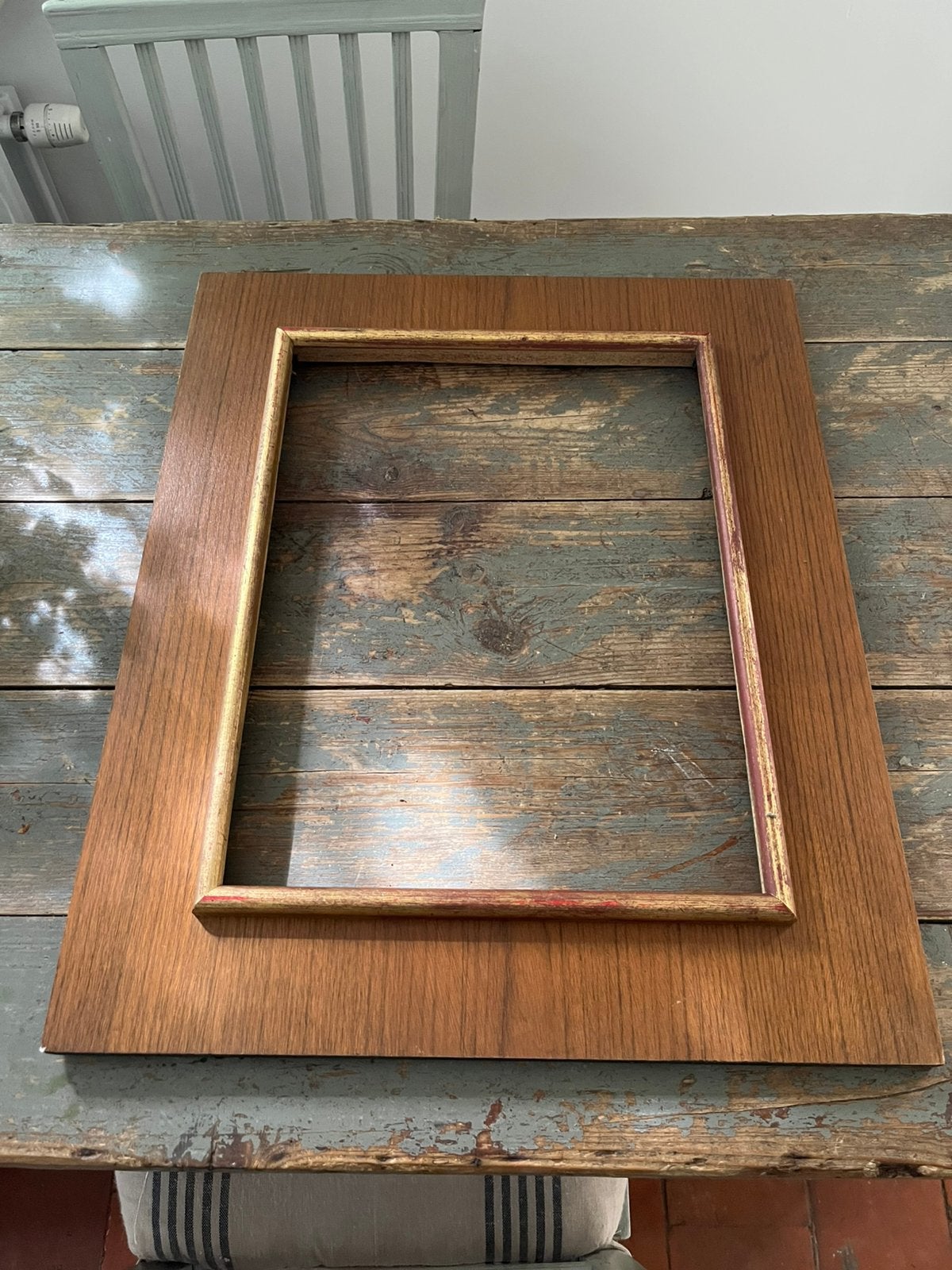 VINTAGE LIJST KADER BRUIN MET GOUDEN RAND, Bruin, Gebruikt, Overige typen, Ophalen of Verzenden