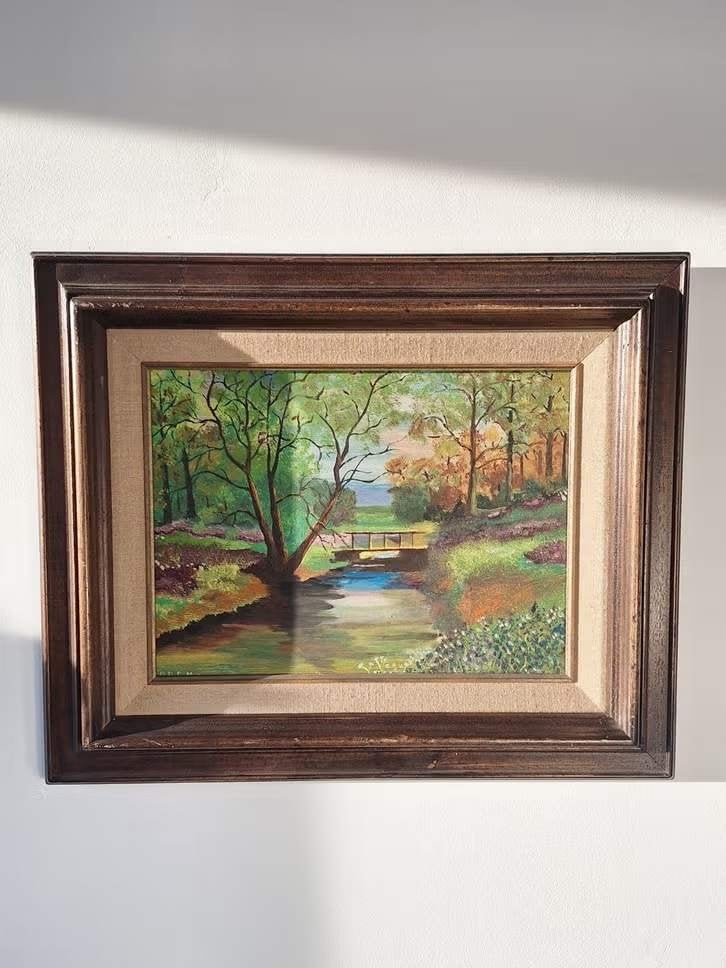 Schilderij 'Rust in de Natuur' - Olieverf op doek, Antiquités & Art, Art | Peinture | Classique, Enlèvement ou Envoi, Paysage