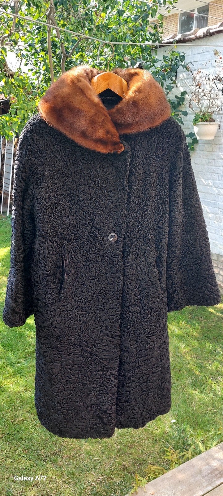 Manteau fourrure - Astrakan col vison, Kleding | Dames, Ophalen, Gedragen, Maat 38/40 (M), Zwart