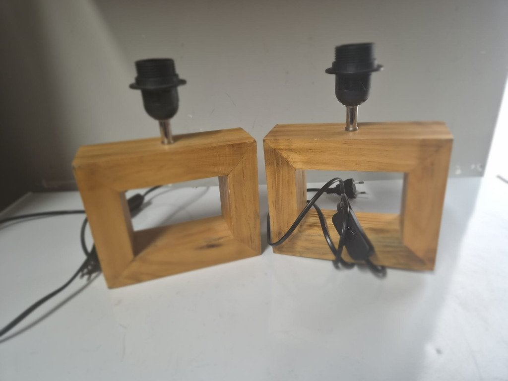 2 nieuwe houten tafellampen – modern design – nooit gebruikt, Maison & Meubles, Enlèvement, Neuf, Bois, Moderne