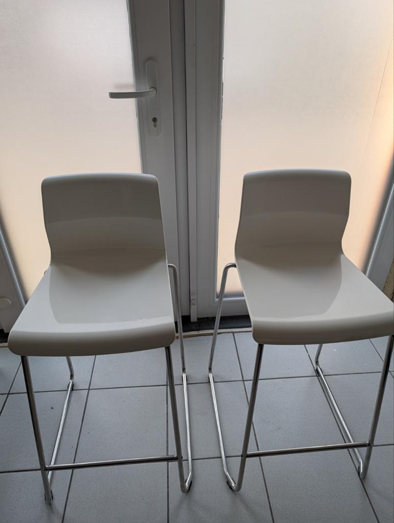 Lot de 2 tabourets de bar Ikea Glenn 66 cm blanc et chrome, Maison & Meubles, Métal