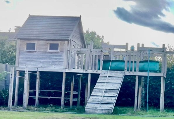 Degelijk tuinsetparadijs voor kinderen (incl. trampoline!), Ophalen, Hout